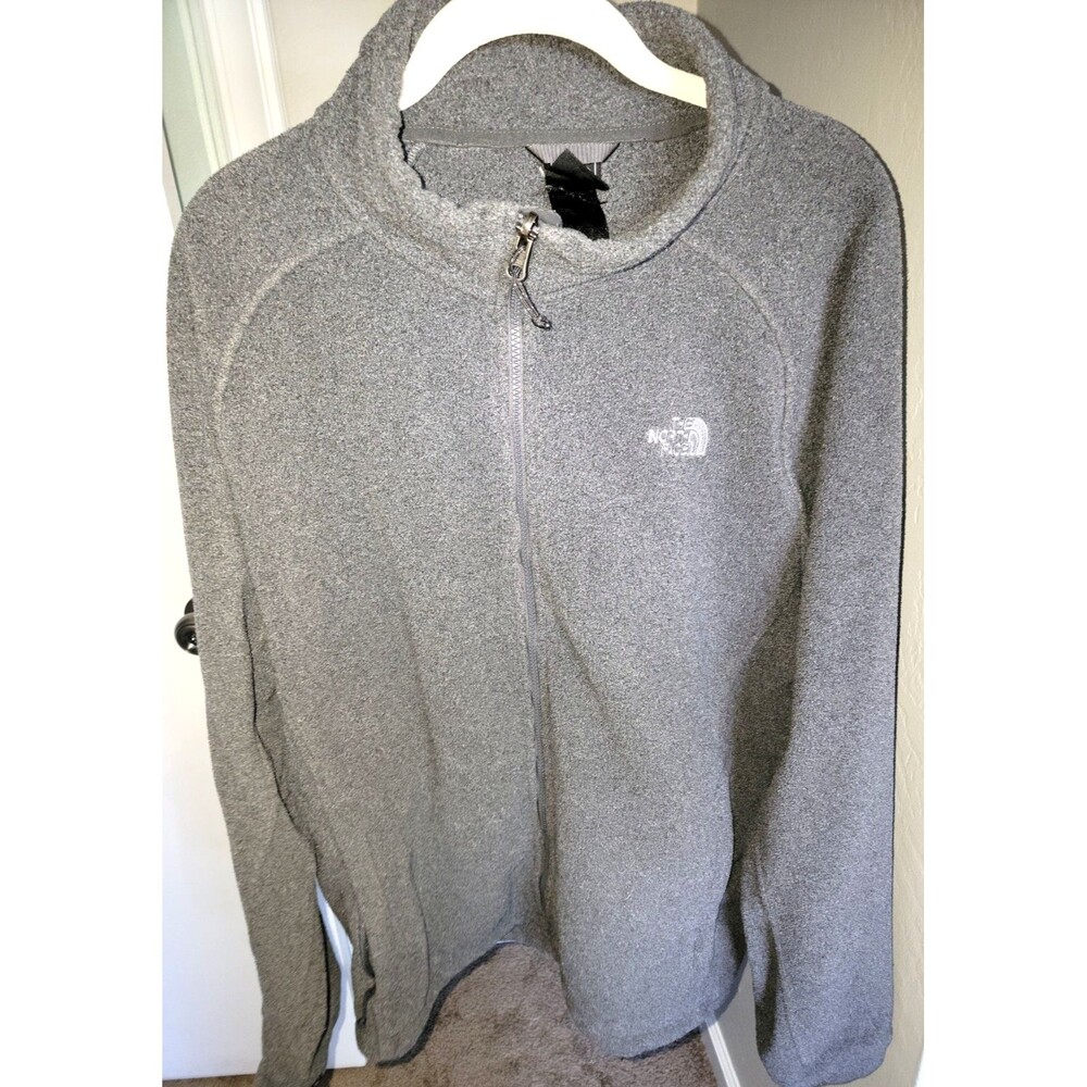 The North Face Womens XL TG Gray Full Zip Fleece Jacket Logo Outdoor